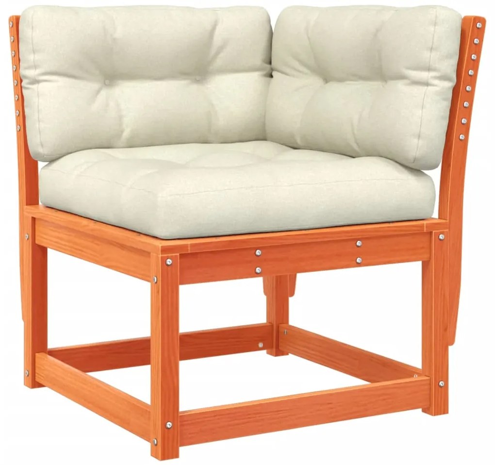 7pcs conj. lounge jardim + almofadões pinho maciço castanho-mel