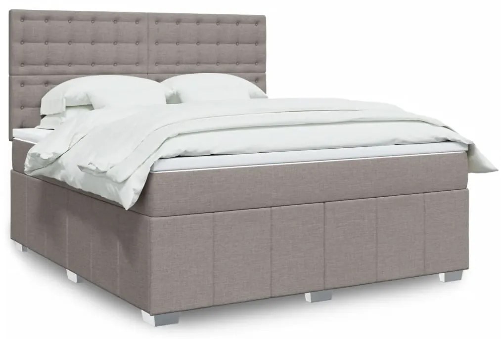 vidaXL Cama com molas/colchão 180x200 cm tecido castanho-acinzentado