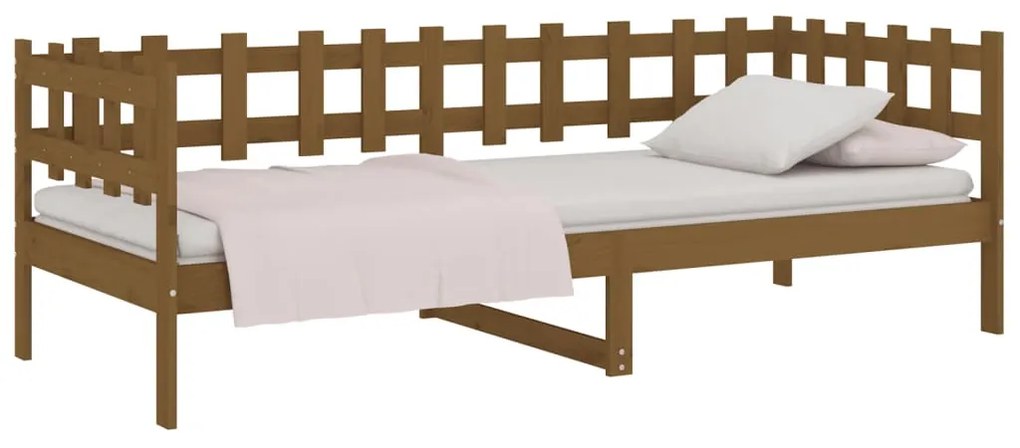 Sofá-cama 90x190 cm madeira de pinho maciça castanho mel