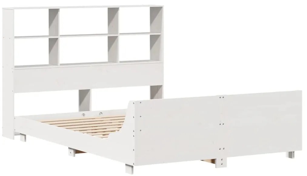 Cama sem colchão 140x190 cm madeira de pinho maciça branco