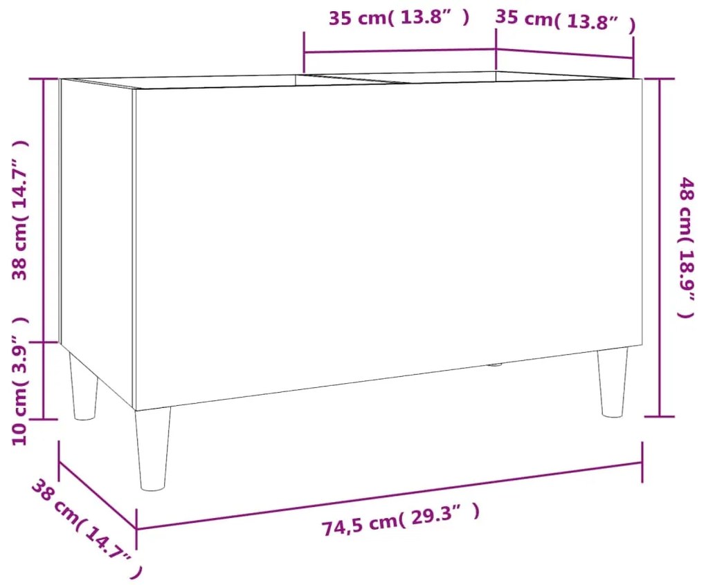 Armário p/ discos 74,5x38x48 cm derivados madeira cinza-cimento