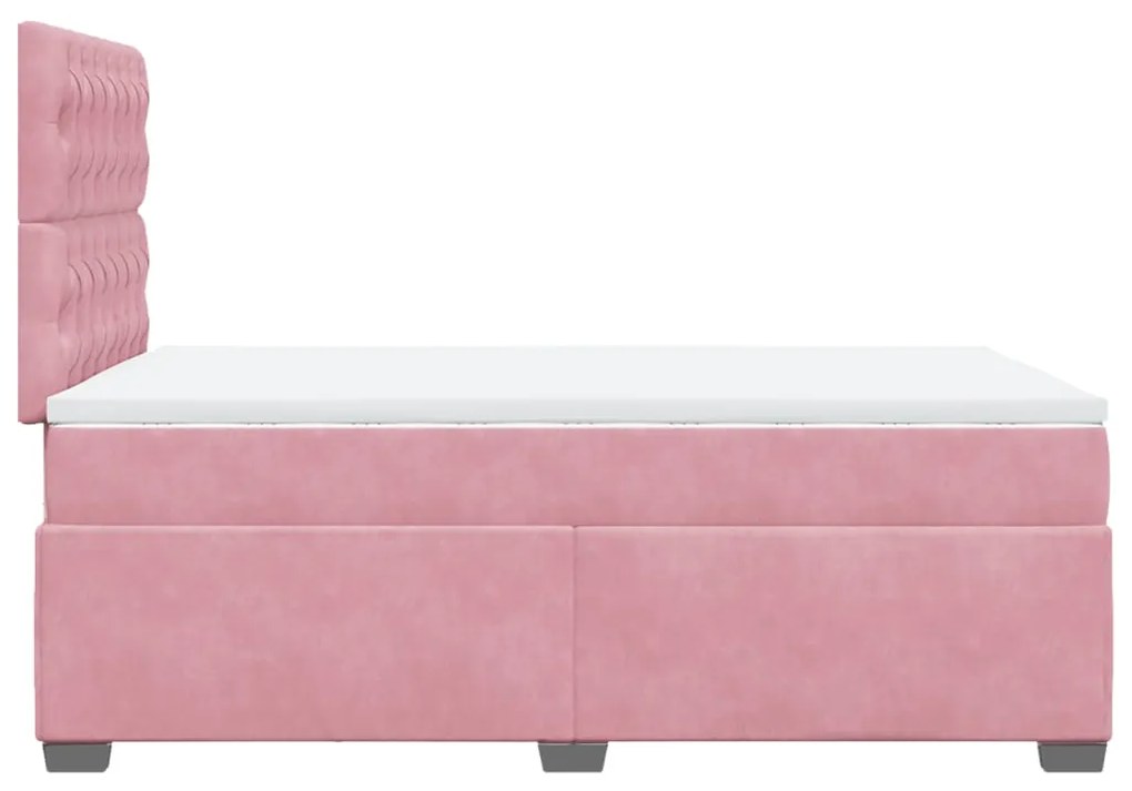 Cama boxspring com colchão 120x200 cm veludo rosa