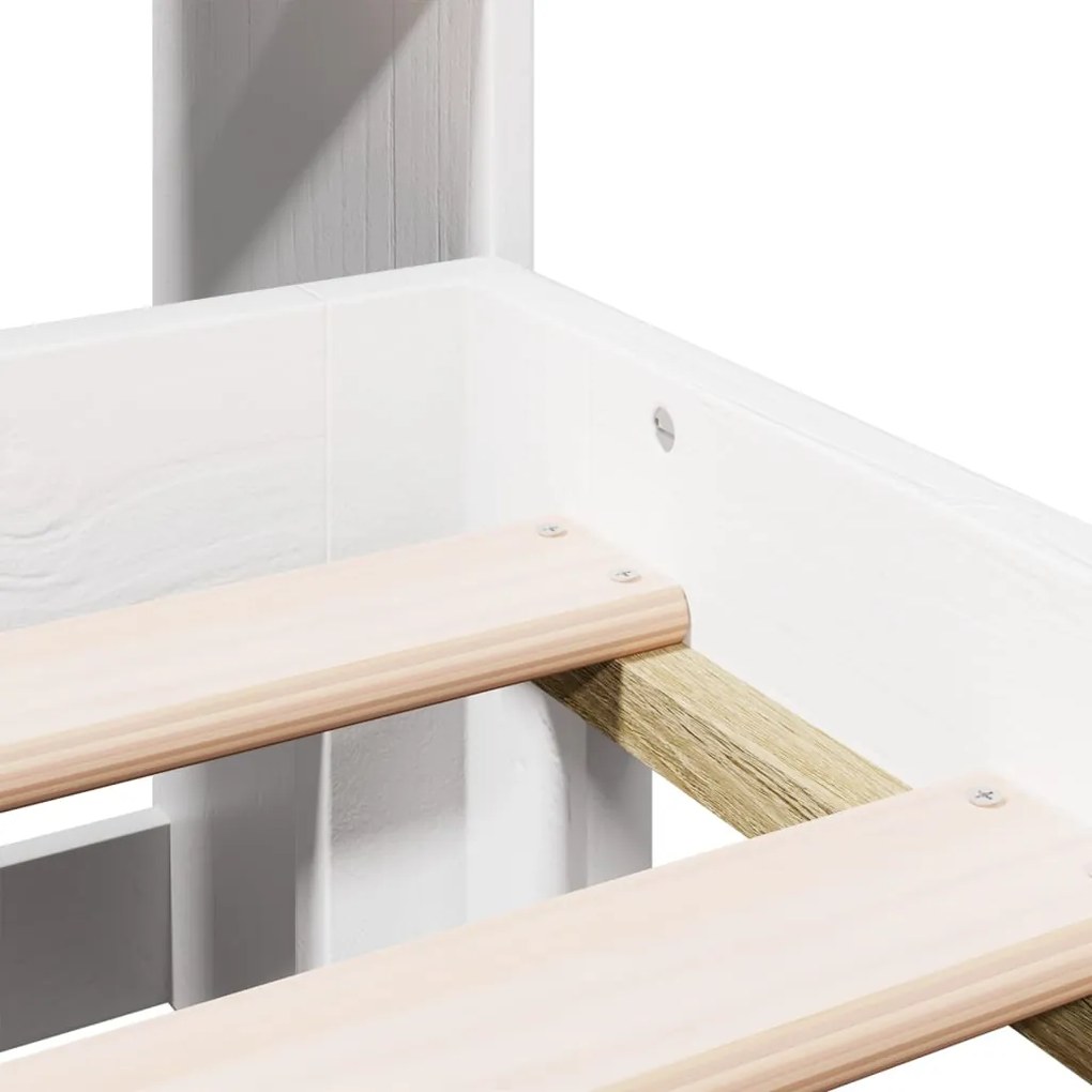 Cama com estante sem colchão 135x190 cm pinho maciço branco