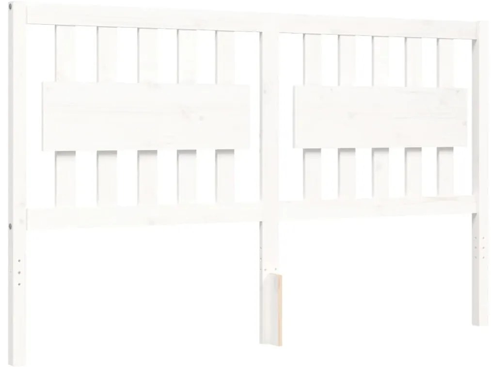 Estrutura de cama King Size com cabeceira madeira maciça branco
