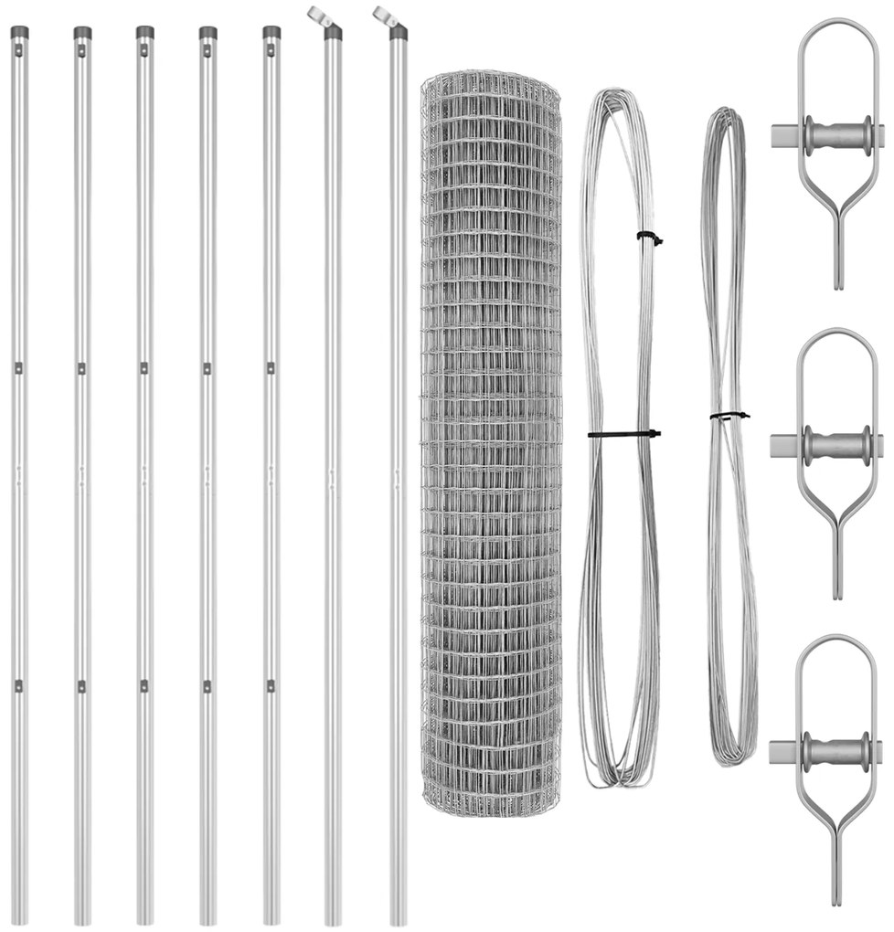 Cerca Euro com 7 Postes 1.6x10 m Aço Galvanizado