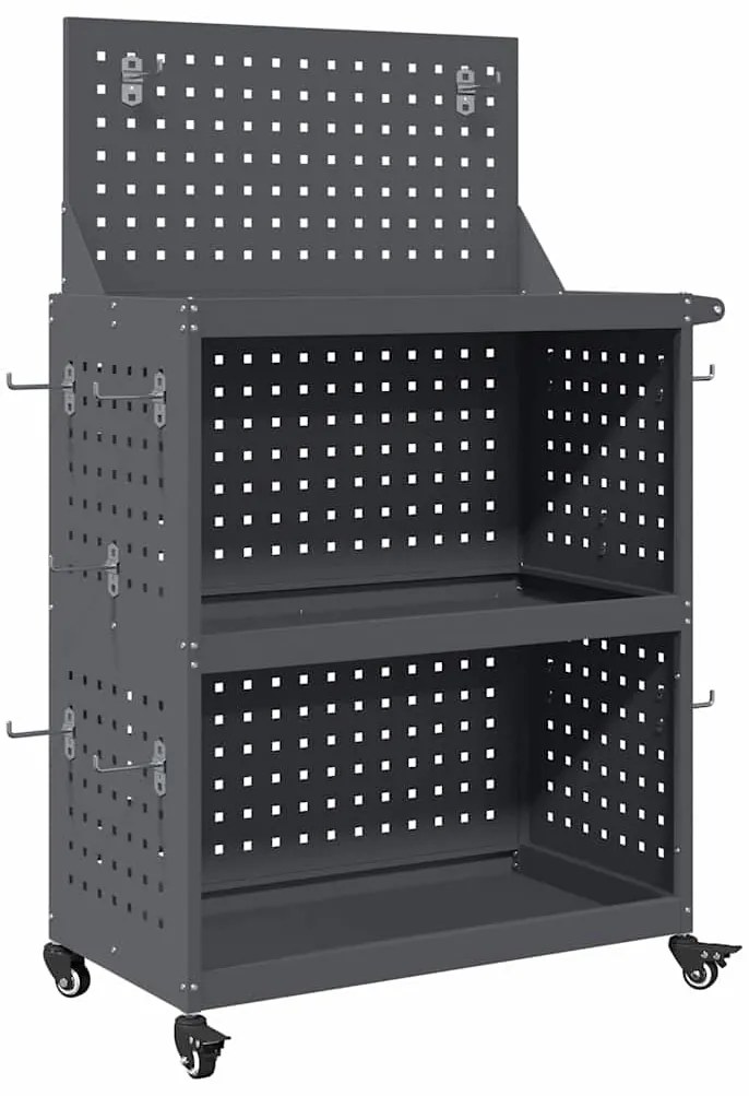 Carro de Ferramentas com prateleira com roda Antracite 65 x 35 x 111 c