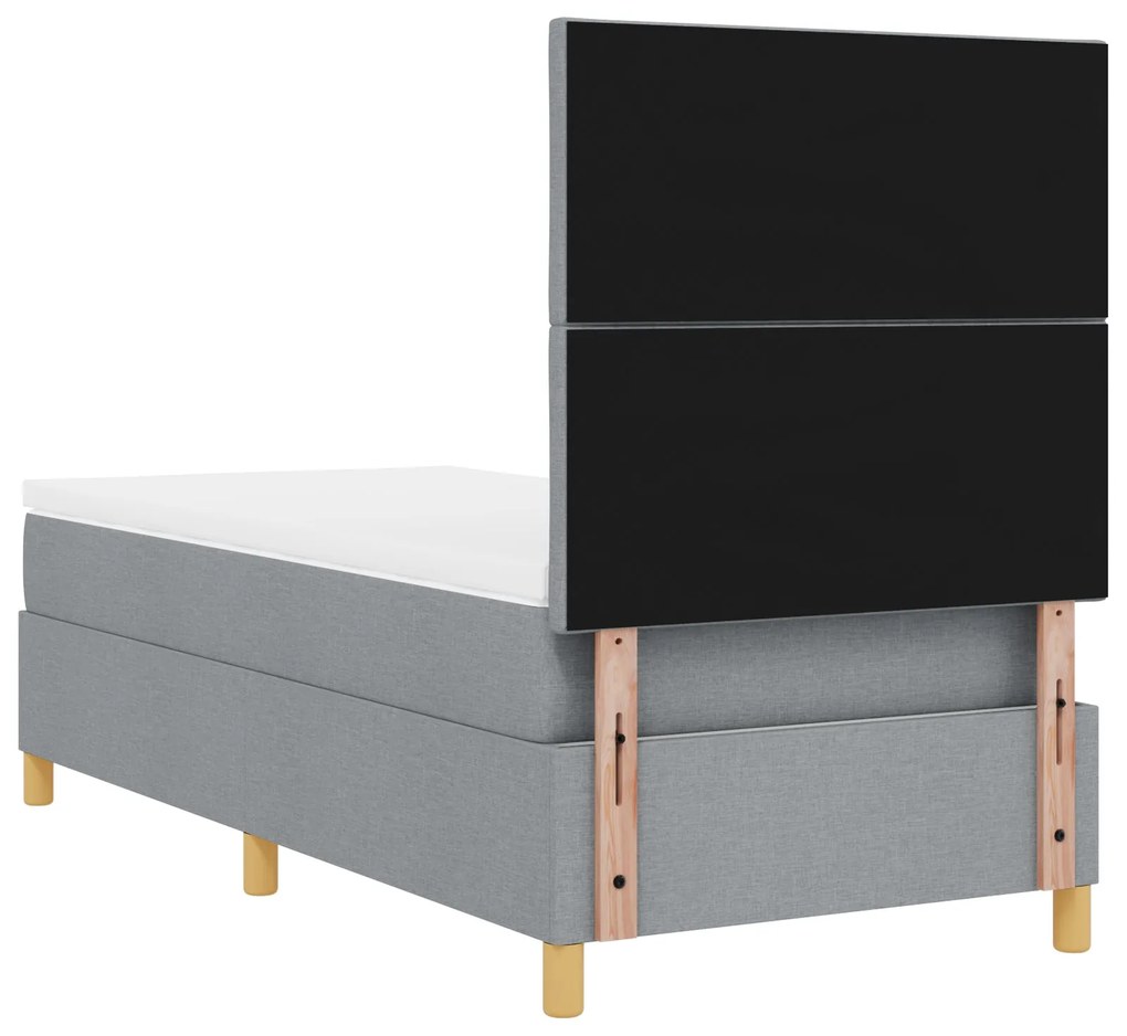 Cama Box Spring com Colchão Cinza Claro 90x200 cm Tecido