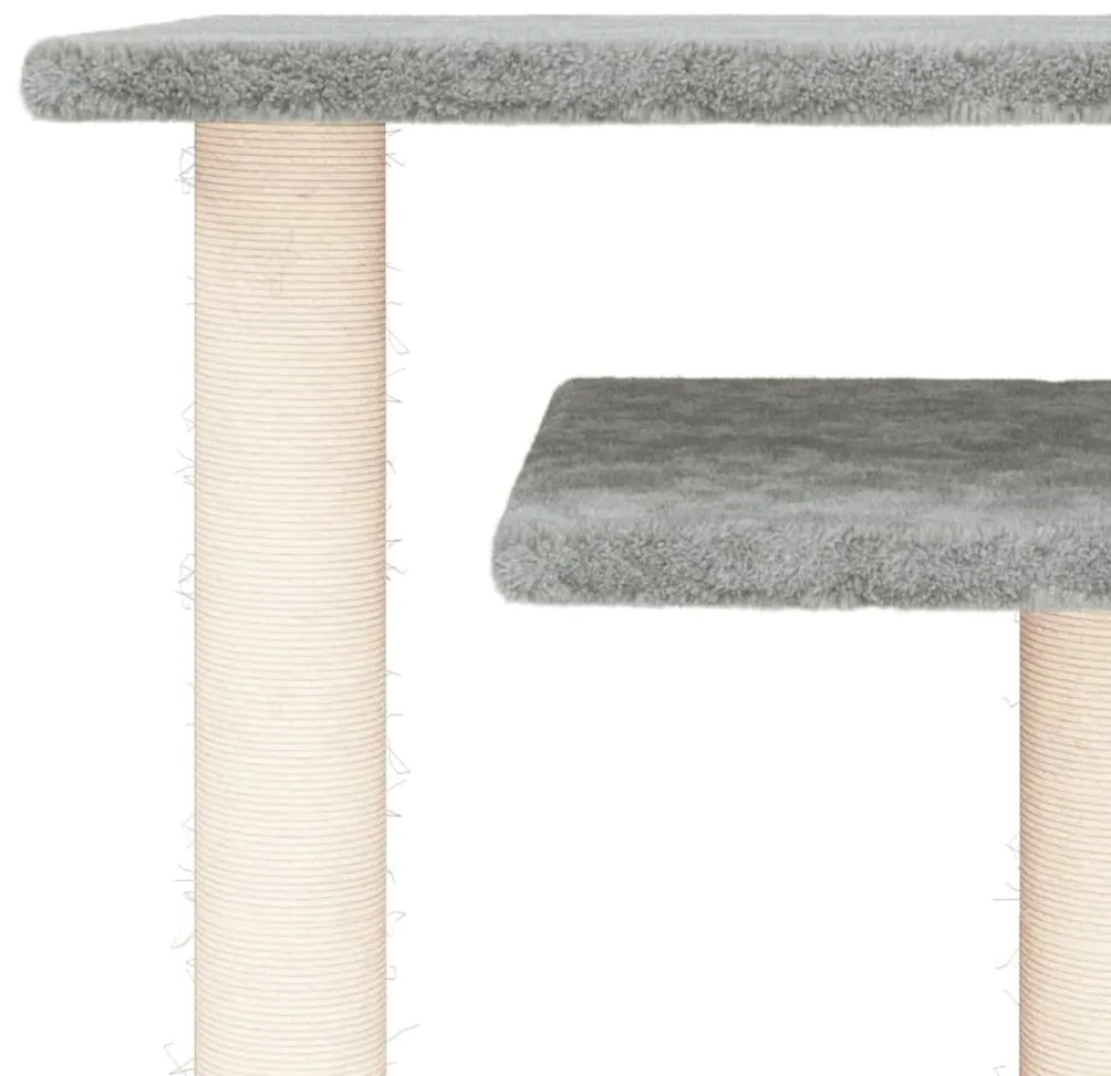 Postes arranhadores p/ gatos com plataformas 62,5cm cinza-claro