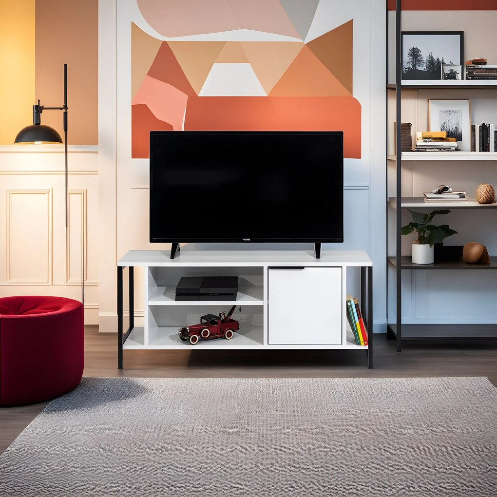 Móvel TV Bond – Branco/Preto – 120 cm x 48 cm x 35 cm