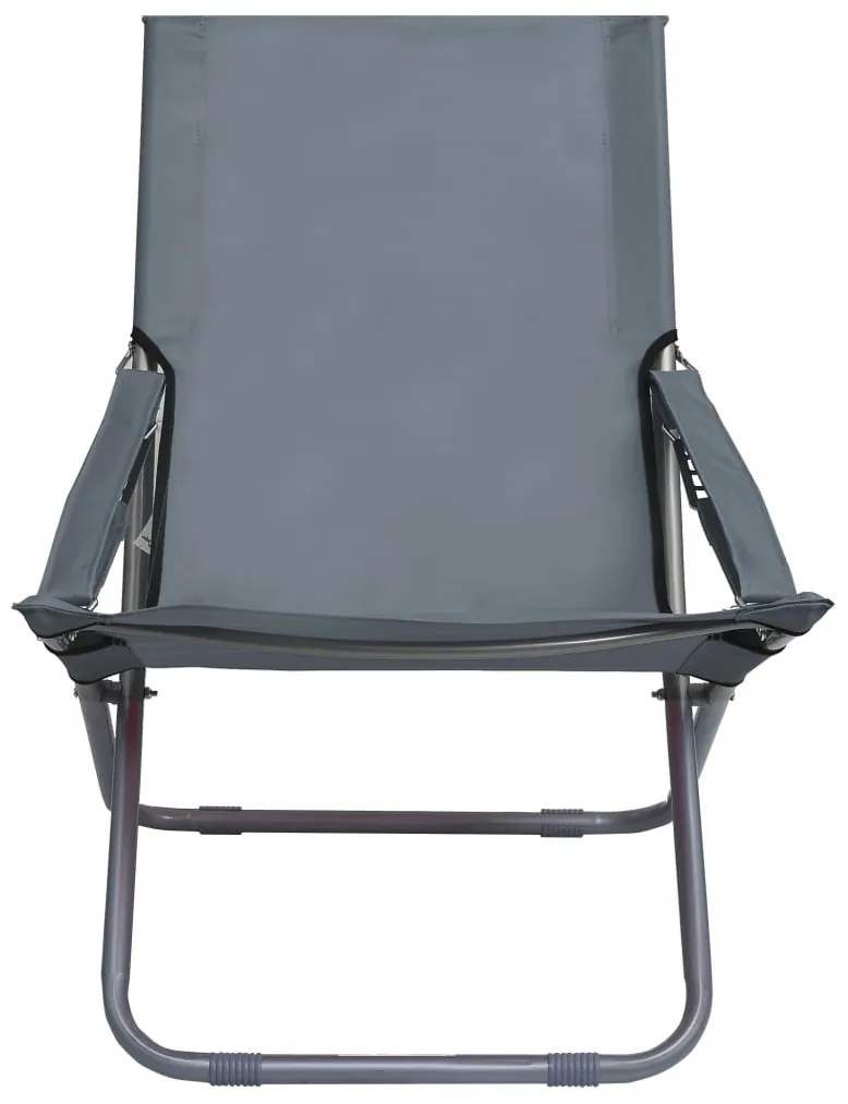 Cadeiras de praia dobráveis 2 pcs tecido cinzento