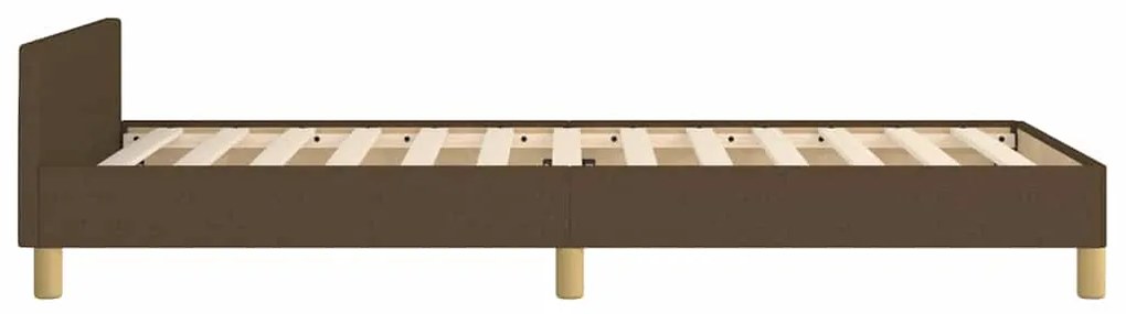 Estrutura de cama sem colchão 80x200 cm tecido castanho-escuro