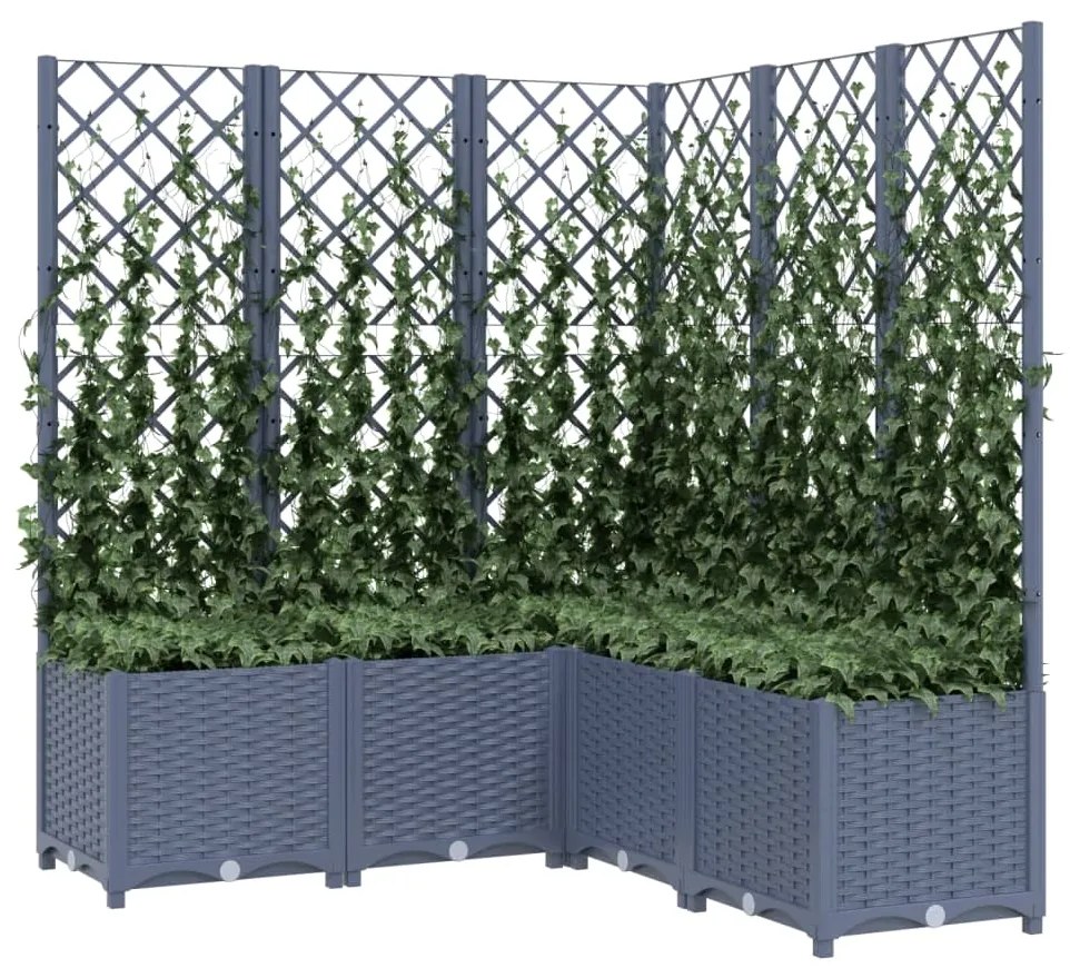 Vaso/floreira jardim c/ treliça 120x120x136 cm PP cinzento azul