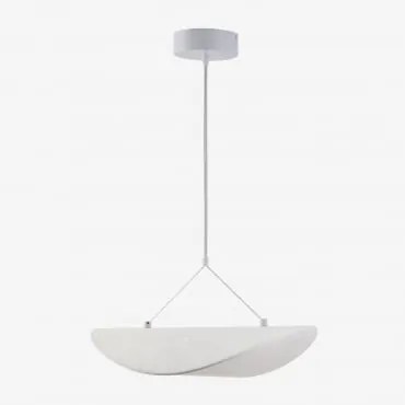 Lâmpada De Teto Pendente Led Em Tecido Zelvon Branco & ↔︎ 40 Cm - Sklum