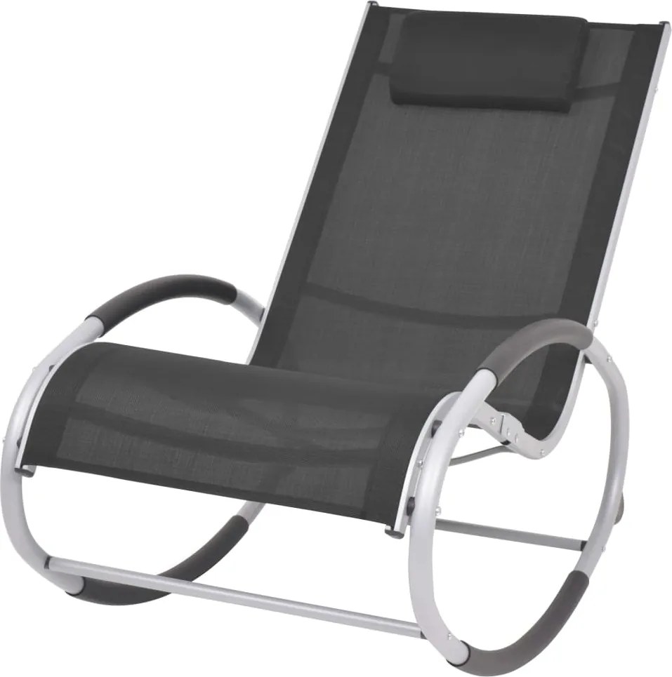 vidaXL Cadeira de baloiço para jardim textilene preto