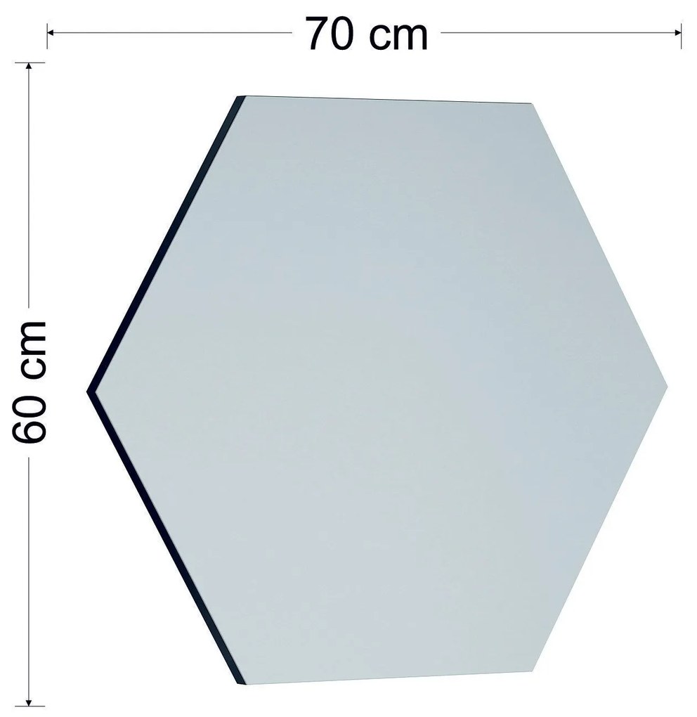 Espelho Hexagonal Zeo – Preto – 70 cm x 60 cm x 2,2 cm