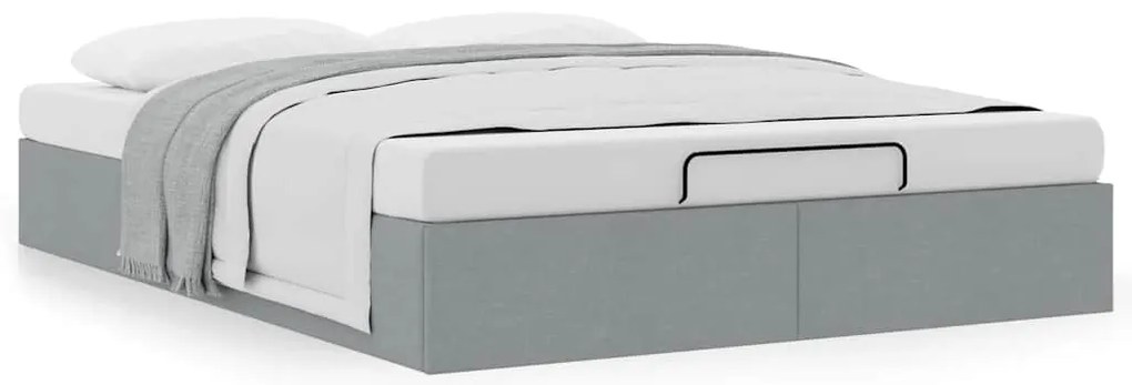 Estrutura de cama otomana sem colchão 140x200 cm cinzento-claro