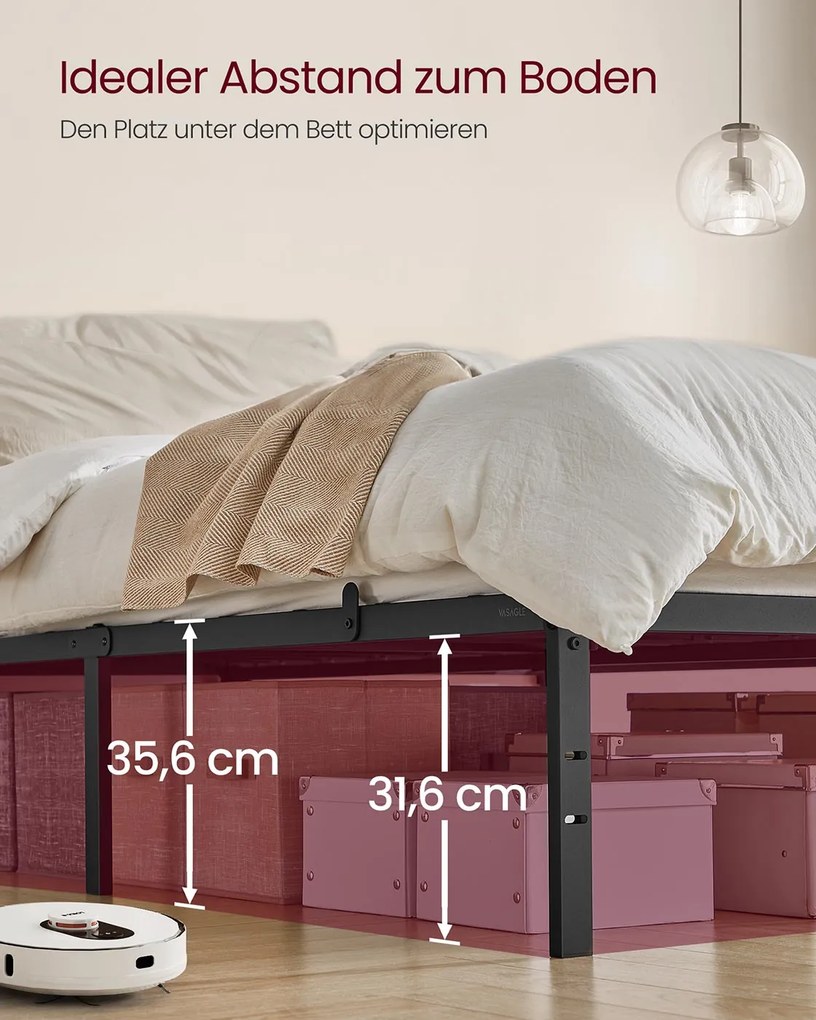 Estrutura de cama de casal em metal 140 x 200 cm moderna preto