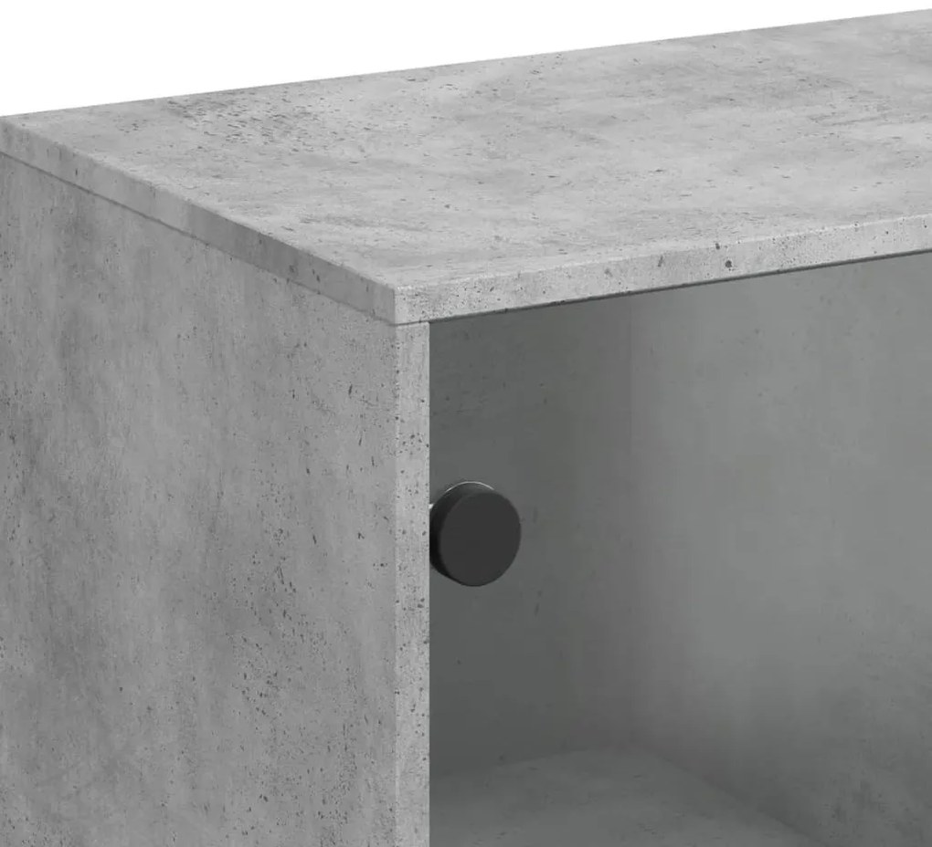 Armário de apoio c/ portas de vidro 69x37x100 cm cinza cimento