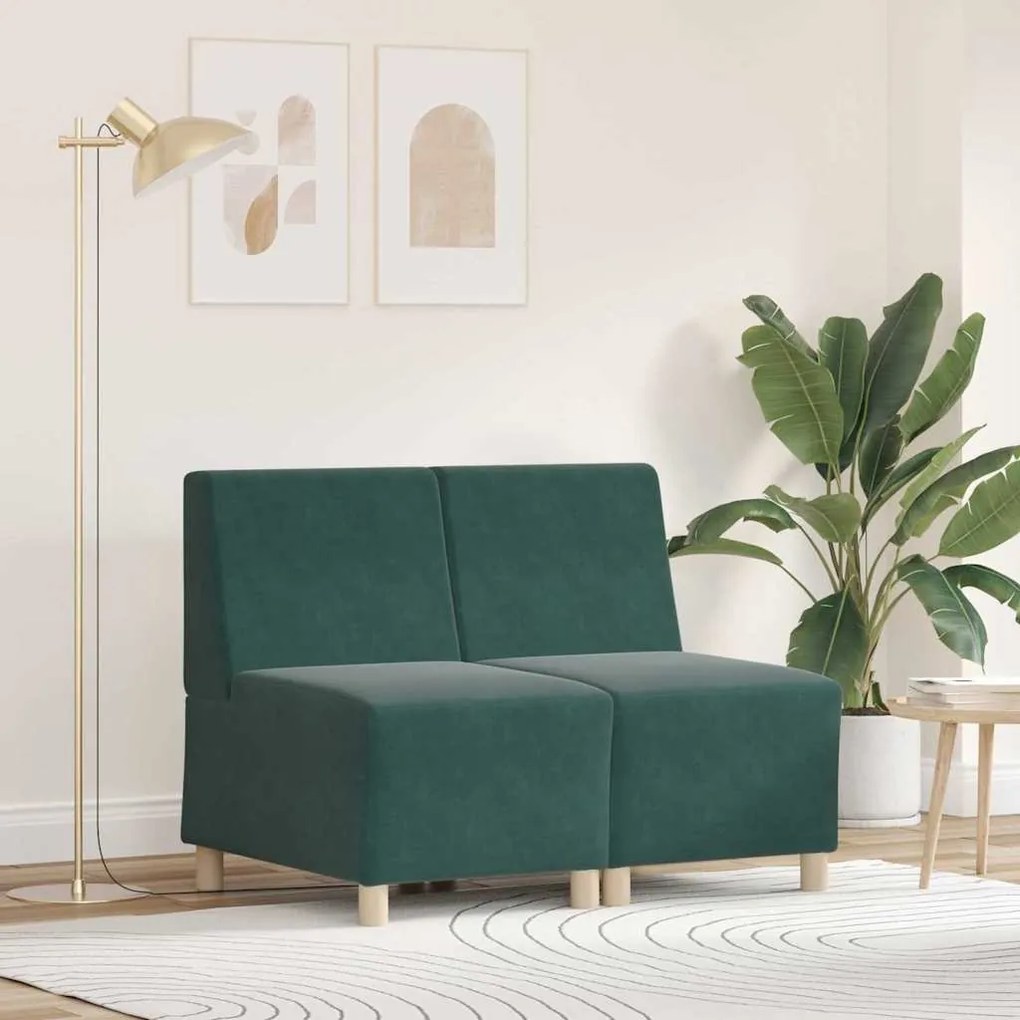vidaXL Unidade de Sofá Modular Sem Braços 2 pcs Verde-escuro