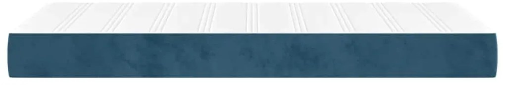 Colchão de molas ensacadas 120x210x20 cm veludo azul-escuro