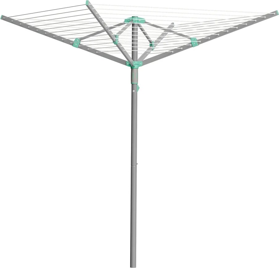 Estendal de roupa giratório 139,2 x 139,2 x 182 cm, com 45 m de corda, prateado