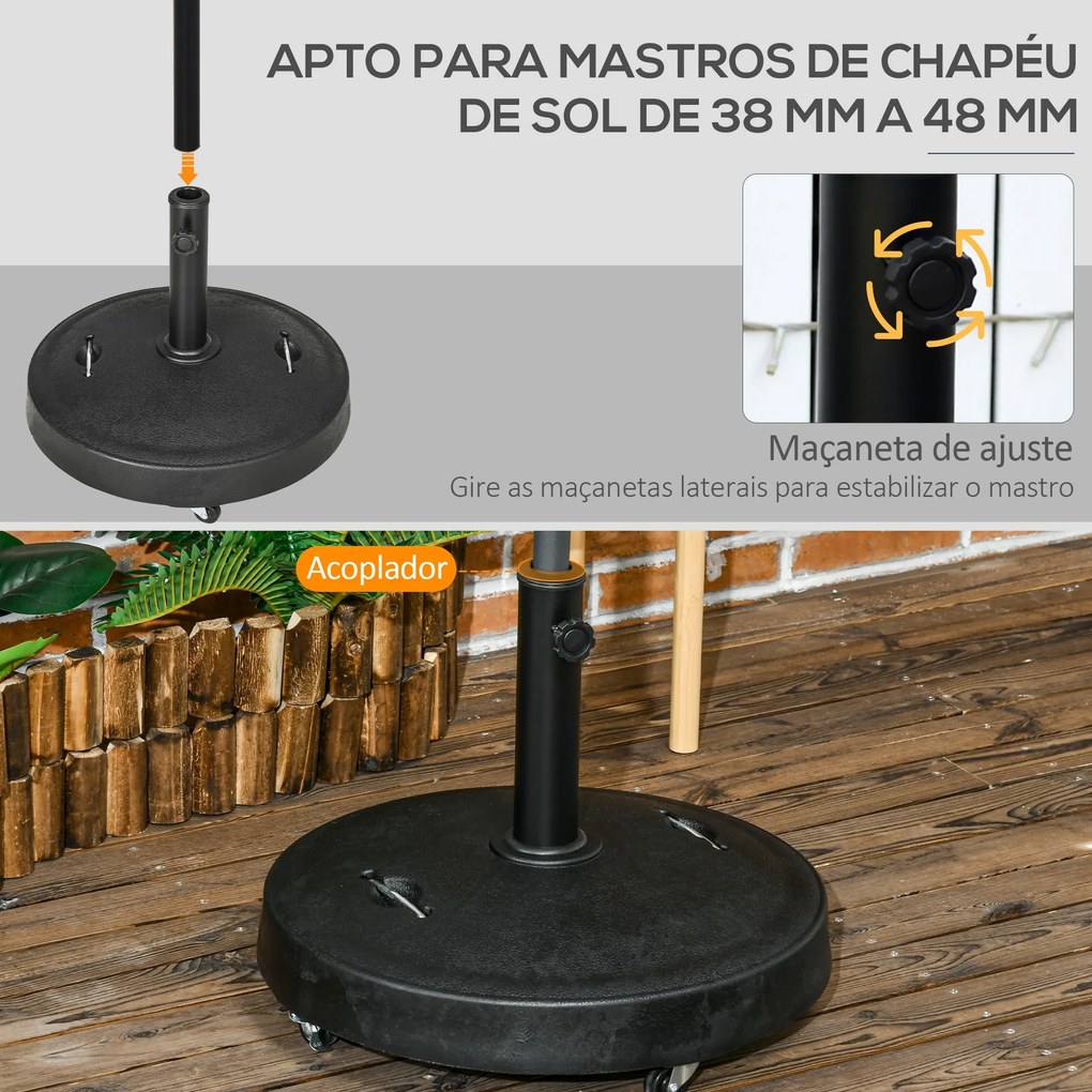 Base para Chapéu de Sol de Resina 23,5 kg com Rodas e Alça Retrátil Ba