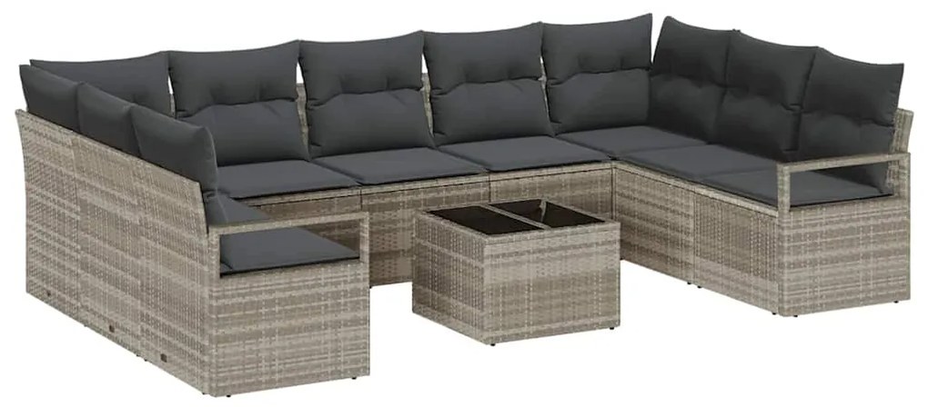 Conjunto de Sofá de Jardim de 10 Peças com Almofadas em Rattan Sintéti