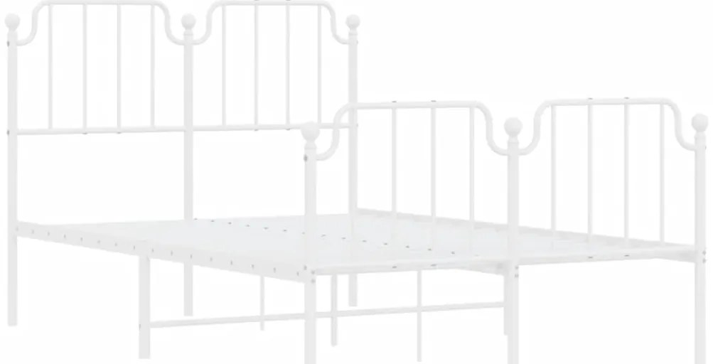 Estrutura de cama com cabeceira e pés 120x190 cm metal branco
