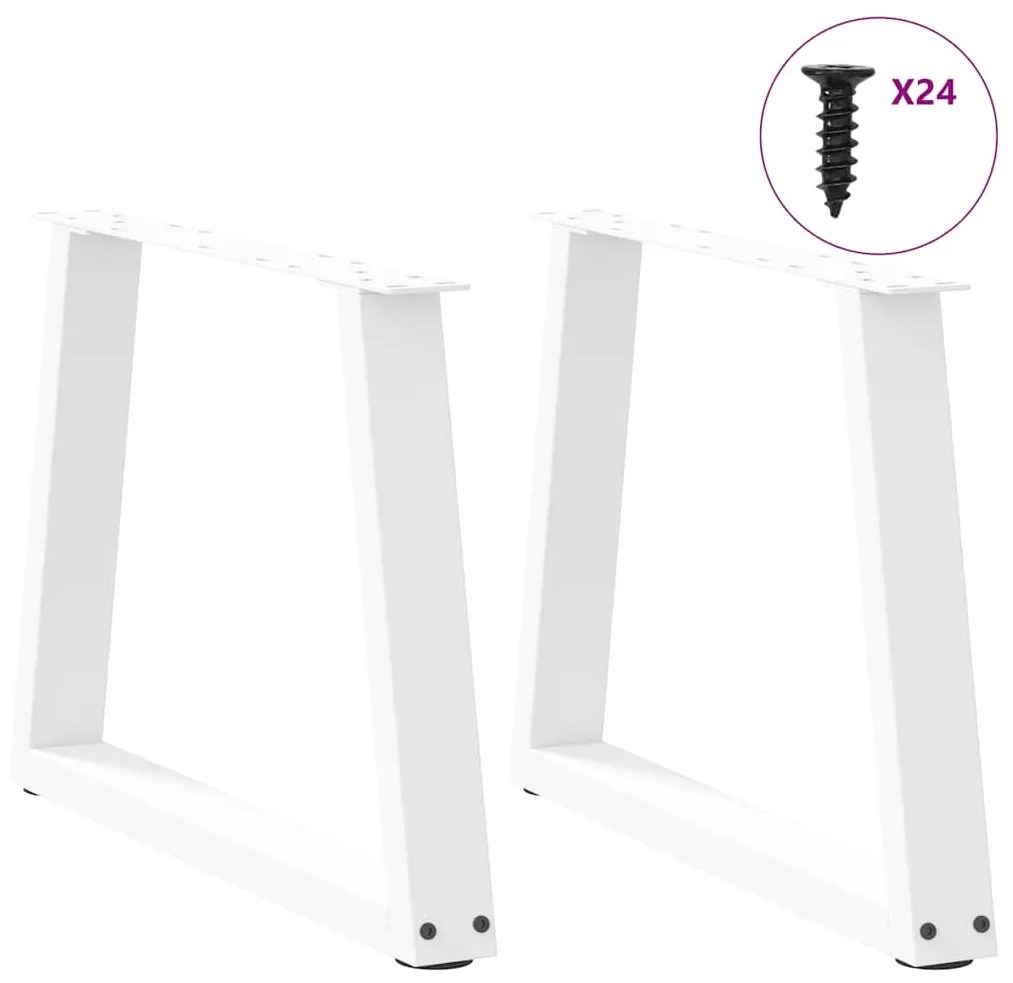 Mesa de jantar pernas 2pcs forma de V 60x(42-43,3)cm aço branco