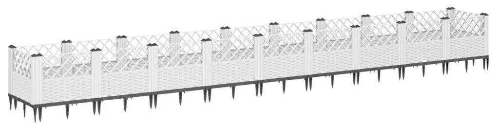 Vaso/floreira de jardim c/ estacas 363,5x43,5x43,5 cm PP branco