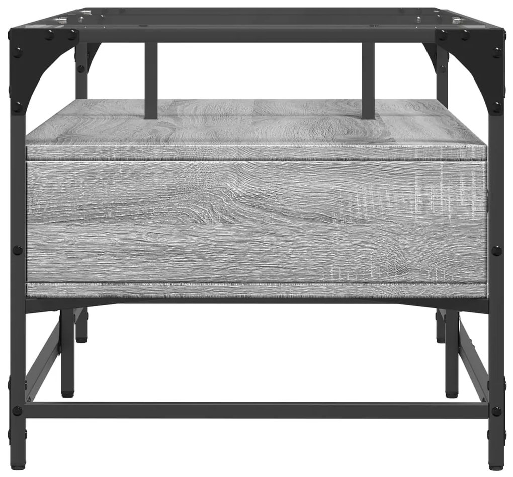 Mesa de centro c/ topo de vidro 98,5x50x45 cm cinza sonoma aço