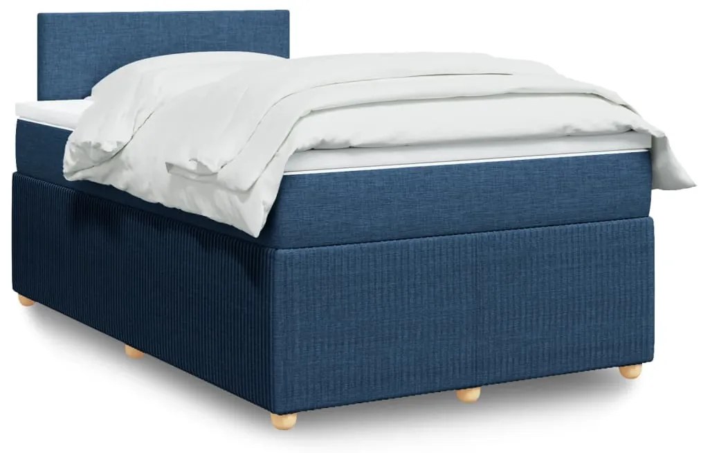 Cama boxspring com colchão 120x190 cm tecido azul