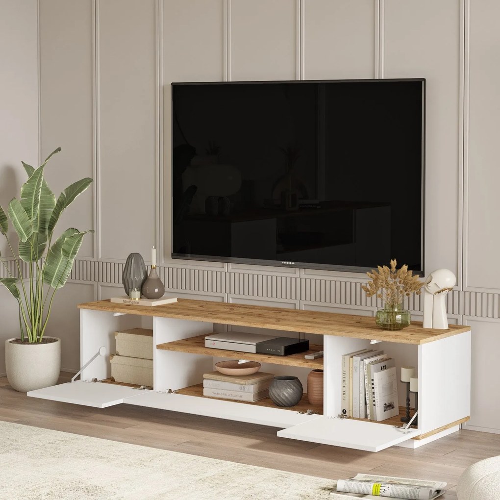 Conjunto de Mobiliário de Sala FR17 – Pinho Atlântico Branco – TV 180x