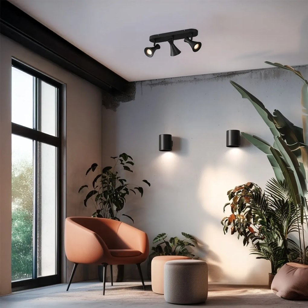 Foco de teto moderno preto ajustável de 3 luzes - Triangle