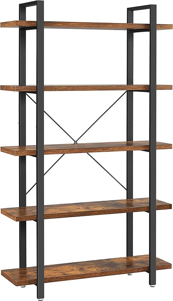 Estante VASAGLE, estante industrial estável de 5 níveis, prateleira de armazenamento, prateleira vertical, fácil montagem, sala de estar, quarto, escritório, marrom rústico e preto LLS55BX