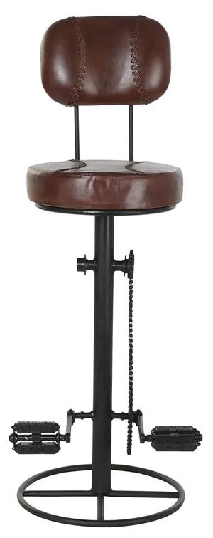 Banqueta Dkd Home Decor Preto Metal Castanho Pele (45 X 46 X 118 cm)