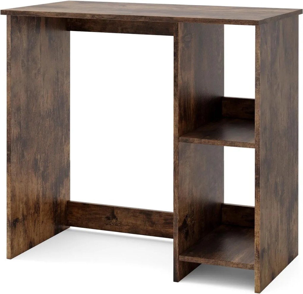 Secretária para computador 80 x 40 x 74 cm de escritório com 2 prateleiras para espaços reduzidos Café