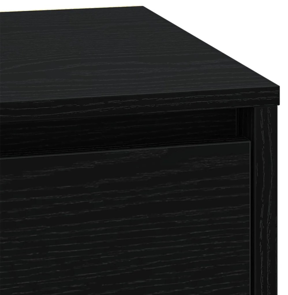 Mesa de Cabeceira com Luzes LED Preta 39x34,5x50 cm