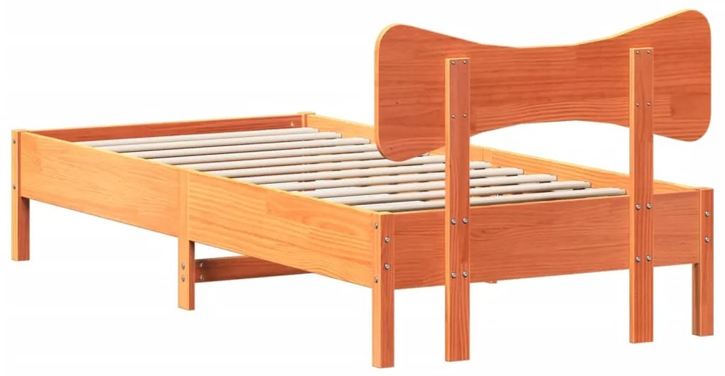 Cama sem colchão 75x190 cm madeira de pinho maciça castanho-mel