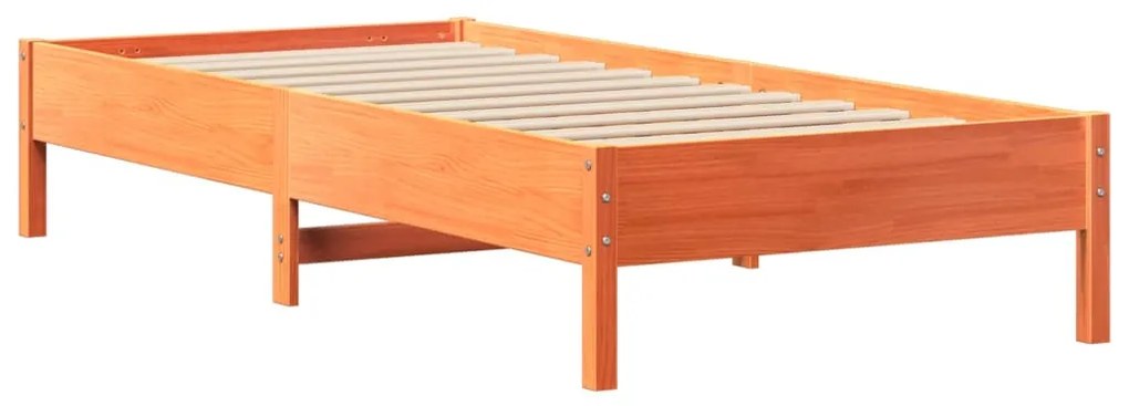 Cama com estante sem colchão 90x200cm pinho maciço castanho-mel