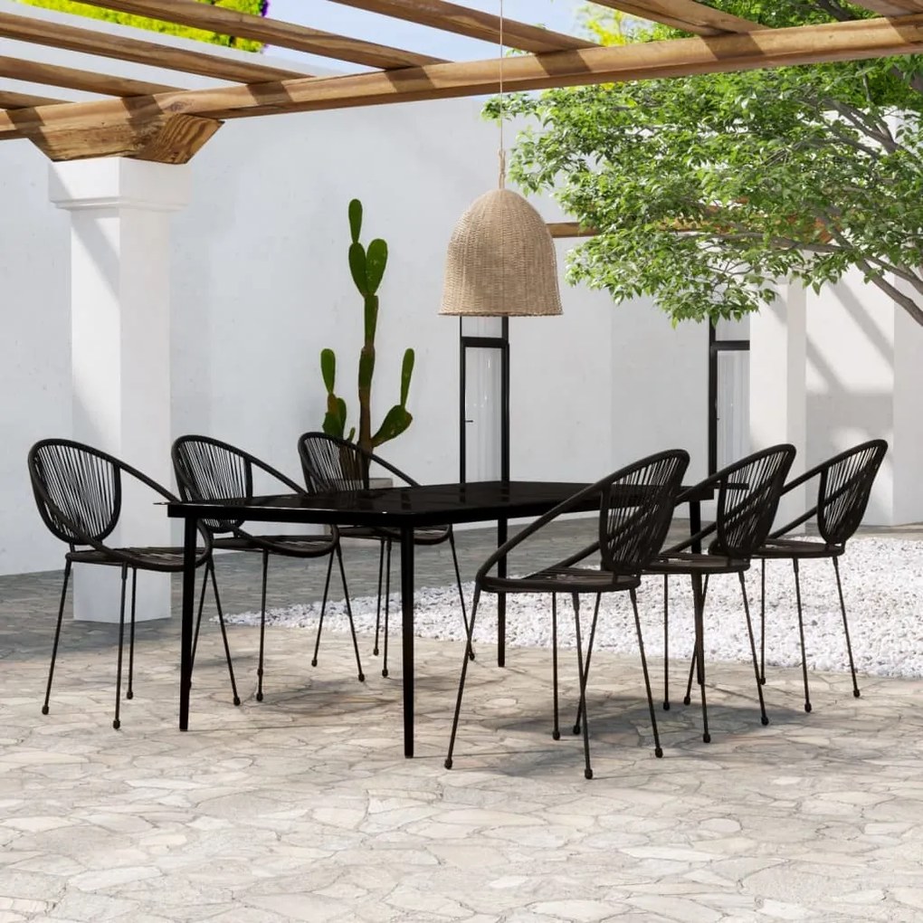 vidaXL 7 pcs conjunto de jantar para jardim preto