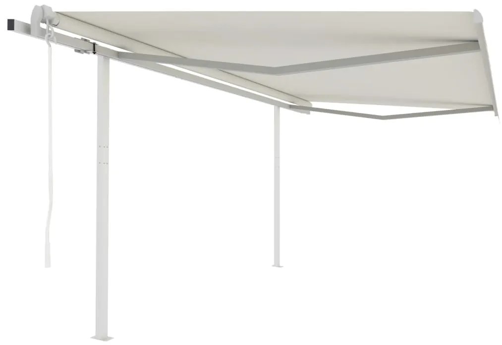 Toldo retrátil automático com postes 4,5x3,5 m cor creme