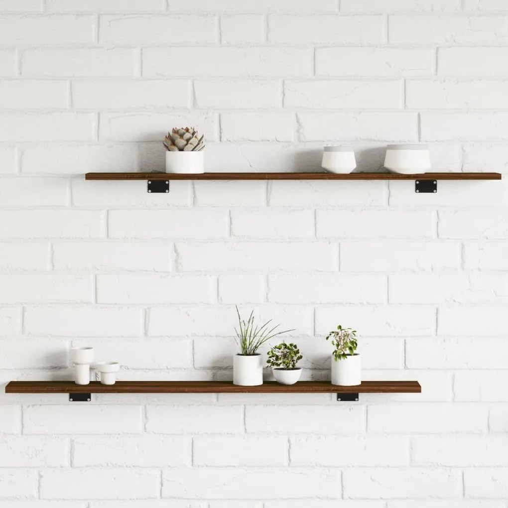 vidaXL Prateleiras parede 4 pcs derivados de madeira carvalho castanho