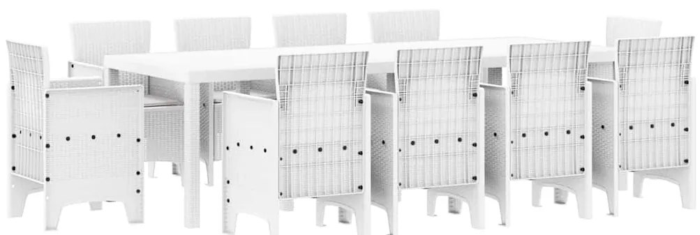 Conjunto de Jantar para Jardim 11 pcs Branco 250 x 100 x 73 cm