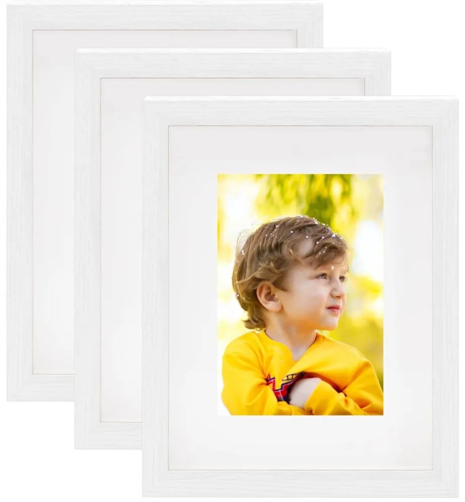 vidaXL Molduras 3D 3 pcs 20x25 cm para fotografia de 13x18 cm branco