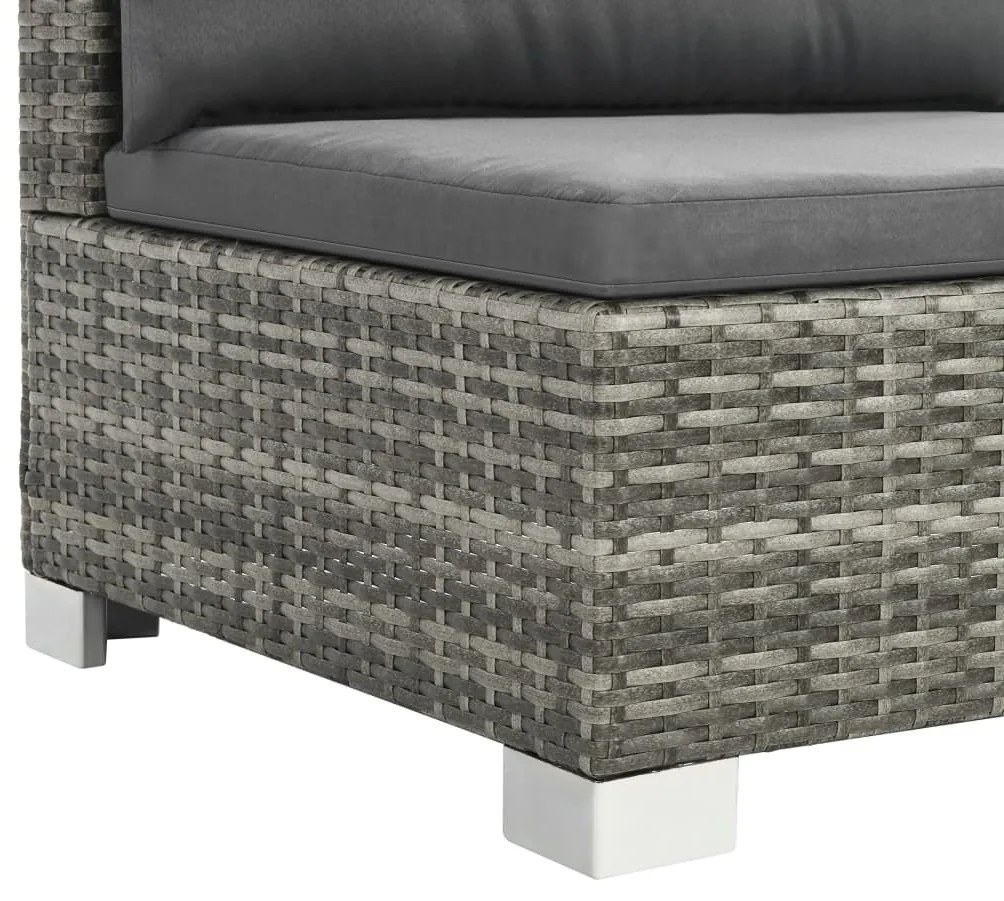 10 pcs conjunto lounge de jardim c/ almofadões vime PE cinzento