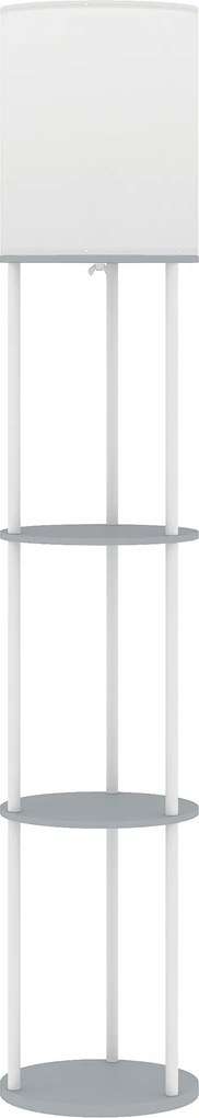 HOMCOM Candeeiro de Pé com Prateleiras 3 Temperaturas de Cor Controlo Remoto e Casquilho E27 Ø29x158 cm Cinzento | Aosom Portugal