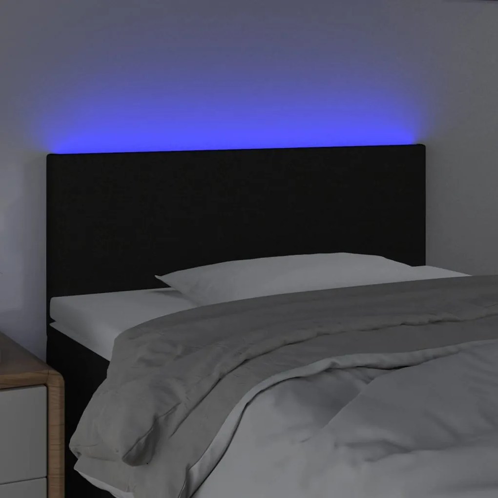 Cabeceira de cama c/ luzes LED tecido 80x5x78/88 cm preto