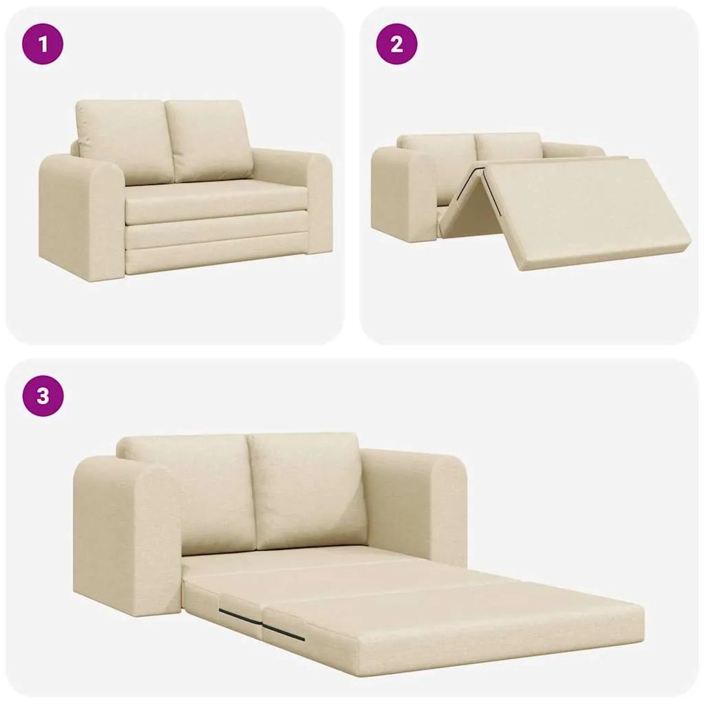 Sofá Cama de Chão 2 em 1 Creme 148x71x83 cm Tecido