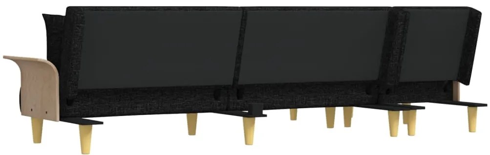 Sofá-cama em forma de L 279x140x70 cm tecido preto